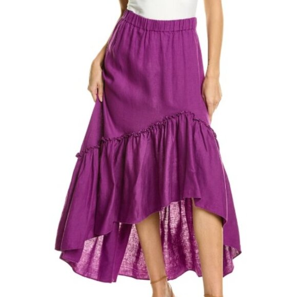 TRINA TURK 100% Linen High Low Loosen Up Maxi Skirt. Size 6 - Picture 4 of 8